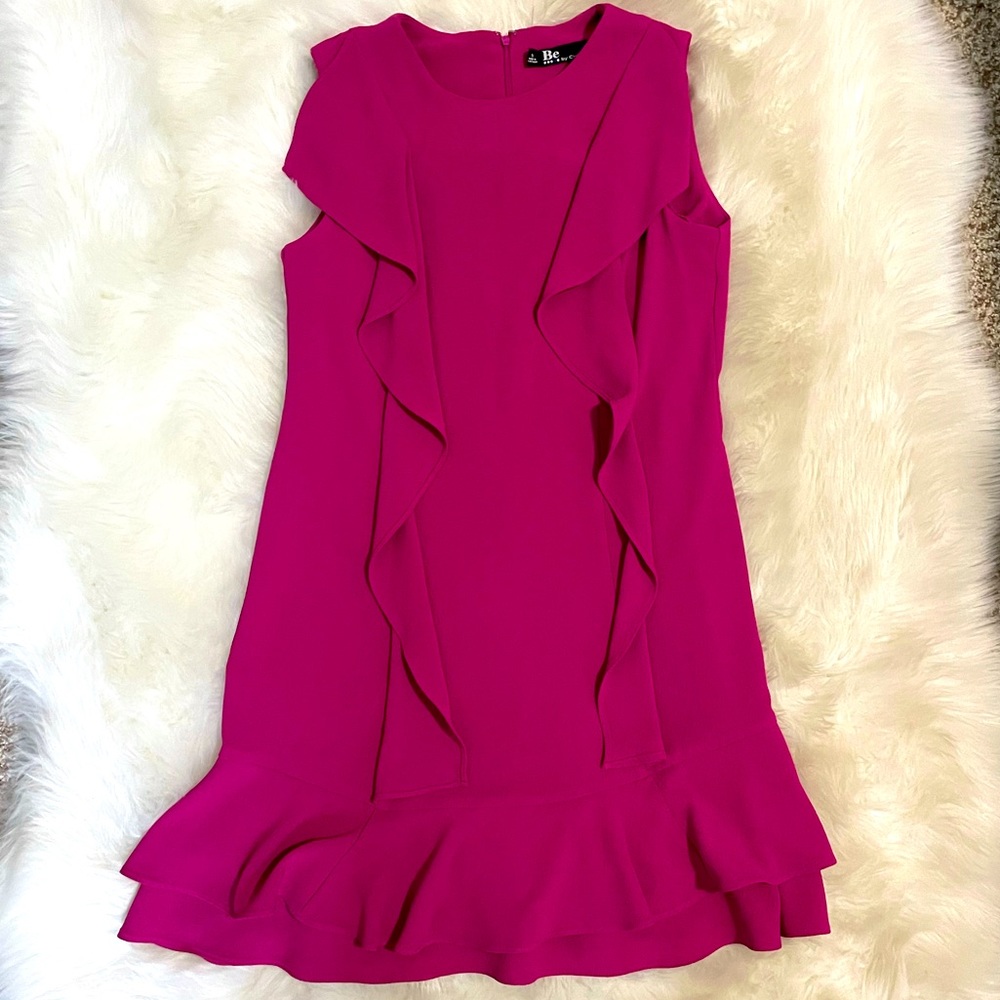 Hot Pink knee Length Dress Figure Flattering 10